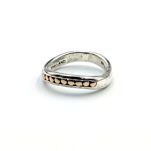 Designer CI Thailand Sterling Silver 925 18k Gold Wave Band Ring Sz 7